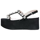 Black suede bejewelled platform sandals - size EU 36.5 - Miu Miu