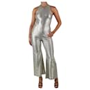 Silver sleeveless metallic jumpsuit - size UK 10 - Autre Marque
