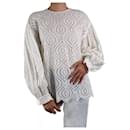 White puff-sleeved embroidered top - size UK 8 - Zimmermann