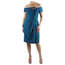 Blue off-the-shoulder midi dress - size UK 10 - Alberta Ferretti
