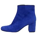 Blue suede round toe ankle boots with side zip - size EU 36 - Saint Laurent