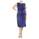 Blue sleeveless V-neck pleated dress - size UK 14 - Max Mara