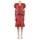 Red short-sleeved embroidered ruffle midi dress - size UK 6 - Autre Marque
