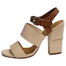 Chloe Brown & Pink Heeled Sandals with ankle strap - size EU 36 - Chloé