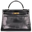 BLACK VINTAGE 1987 32 box calf Kelly Sellier - Hermès