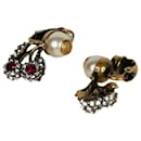 Silver embellished pearl clip-on earrings - Gucci