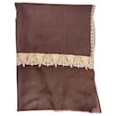 Bufanda con detalles bordados en marrón - Autre Marque