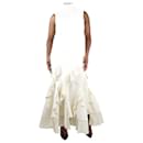 White sleeveless ruffled maxi dress - size UK 16 - Autre Marque