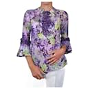 Blusa violeta con volantes y estampado floral - talla FR 36 - Andrew GN