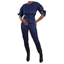Blue long-sleeved top and trousers set with belt - size UK 8 - Autre Marque
