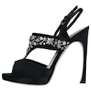 Black satin floral embellished heels - size EU 39 - Christian Dior