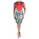 Multicolour printed bodycon silk midi dress - size UK 10 - Peter Pilotto