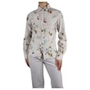 Neutral floral button-up silk blend shirt - size UK 10 - Autre Marque
