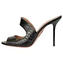 Black croc skin sandal heels- size EU 40 - Aquazzura