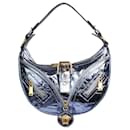 Petit sac Hobo bleu métallisé Repeat - Versace