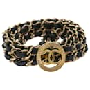 CHANEL Cinturón de cadena Metal Cuero Tono dorado Negro CC Auth ar9801segundo - Chanel