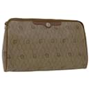 Christian Dior Honeycomb Canvas Clutch Bag PVC Leder Beige Auth ar9839