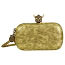 Pochette con chiusura a teschio argento con borchie vichinghe in pelle verniciata grigia di Alexander McQueen - Alexander Mcqueen