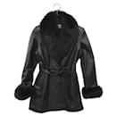 ****BALMAIN Black Sheepskin Leather Coat - Balmain