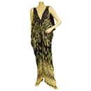 Camilla Ethnic Print Beaded 100% Silk Sleeveless Long Summer Caftan dress