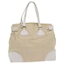 PRADA Shoulder Bag Canvas Leather Beige White Auth cl663 - Prada
