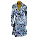 Max Mara Womens Blue Floral Wool Belted Trench Coat Size L IT EU 42 UK 14 - Autre Marque