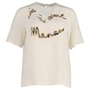 Verziertes T-Shirt von Dolce & Gabbana aus beigefarbener Seide
