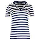 Dolce & Gabbana Striped T-Shirt in Navy Blue Silk