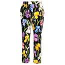 Dolce & Gabbana Pantalones rectos de terciopelo con estampado Iris en algodón multicolor