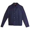 Alexander McQueen Short Pea Coat in Navy Blue Virgin Wool - Alexander Mcqueen