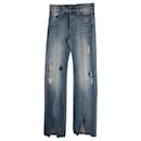 Off-White Distressed Straight Leg Denim Jeans in Blue Cotton - Off White