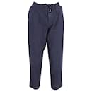 Mr. P Drawstring Pants in Navy Blue Wool - Autre Marque
