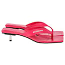 Balenciaga Thong Square Toe Slide Sandalen aus rosa Leder