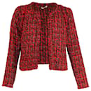 Iro Disco Jacke aus ausgefranstem Metallic-Bouclé-Tweed aus roter Wolle