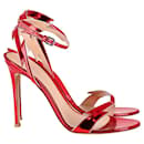 Gianvito Rossi Sparkle Lightning Motif Ankle Strap Sandals in Red Metallic Leather 