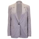 Isabel Marant Etoile Micro Houndstooth Single Breasted Blazer in Grey Cotton Linen