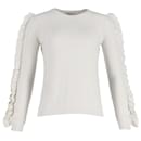 Max Mara Ruffled Sleeve Sweater in White Cotton