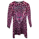 Alberta Ferretti Save Me Jersey de punto con estampado de leopardo en lana virgen rosa