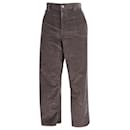 The Row High-Waisted Straight Pants in Brown Cotton - The row