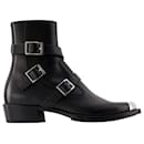 Punk Ankle Boots - Alexander Mcqueen - Leather - Black/silver