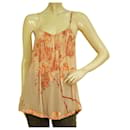 Dries Van Noten Peach Silk Floral Embroidery Sleeveless Camisole Blouse Top M
