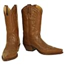 TONY MORA Vintage 2104 Leather Brown Cowboy Boots with embroidery 40 - Autre Marque