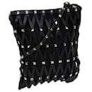 VALENTINO Studs Shoulder Bag Leather Black Auth 47065 - Valentino