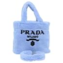 PRADA Terry Hand Bag 2way Light Blue Black Auth 47188a - Prada