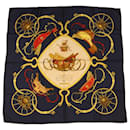 HERMES CARRE 90 SPRINGS Scarf Silk Navy Yellow Auth bs6680 - Hermès