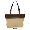 CHANEL Cabas Toile Cuir Beige CC Auth am4672 - Chanel