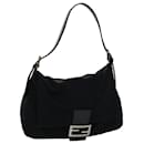 FENDI Mamma Baguette Sac à bandoulière Nylon Cuir Noir Auth 47383 - Fendi