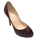 Christian Louboutin Brown Very Prive 120 Peep Toe Leather Pumps