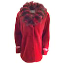 Guy Laroche Red Fox Fur Trimmed Shawl Collar Sheared Mink Fur Jacket