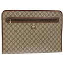 Clutch Bag de Lona GUCCI GG Couro PVC Bege 89.20.004 Auth am4697 - Gucci